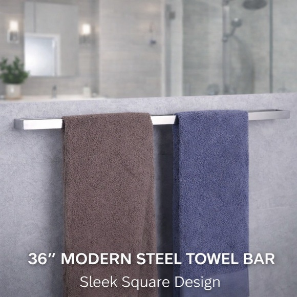 Other - 36-Inch Steel Bath Towel Bar Modern Square Style